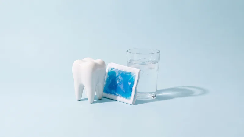 Model de măsea din ceramică lângă o compresă rece împăturită și un pahar cu apă