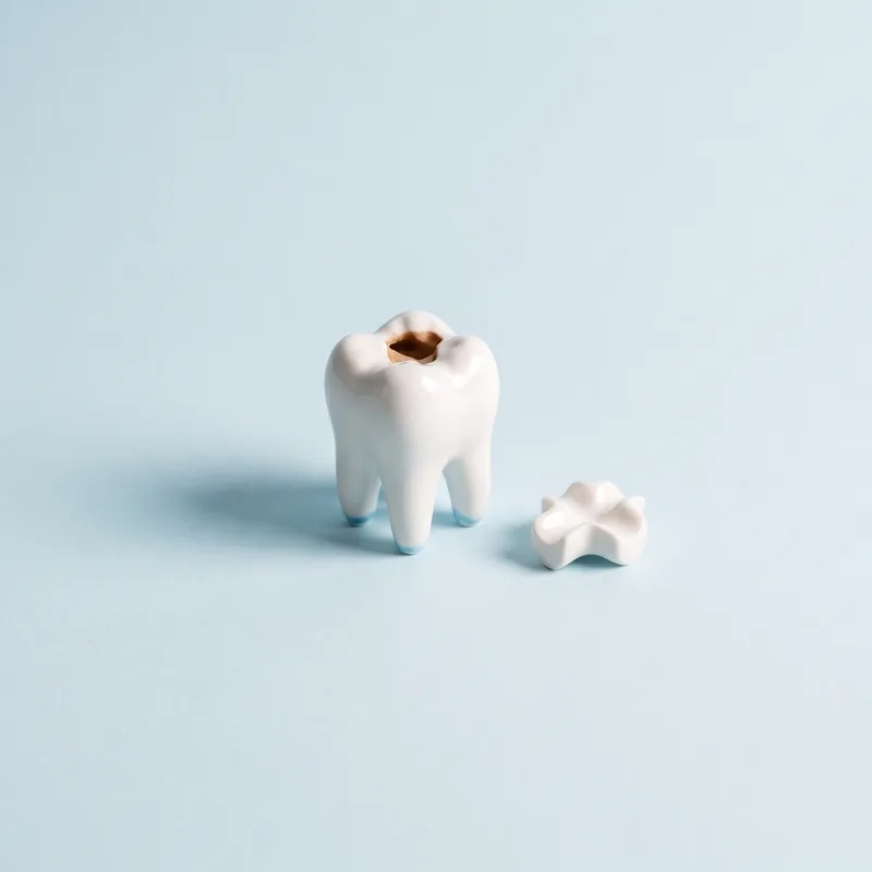 Model de molar cu o cavitate și piesa ceramică inlay alături
