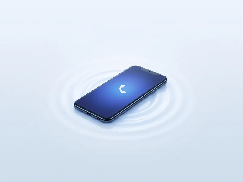 Telefon pe o suprafață albă, cu unde de lumină albastră: programarea