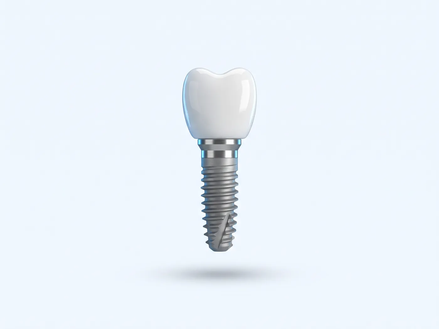 Implant dentar din titan cu coroană din zirconiu